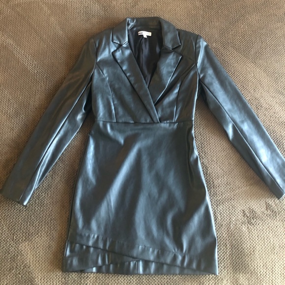 EXPRESS X NEGIN MIRSALEHI Black Leather Mini Dress - Picture 4 of 9